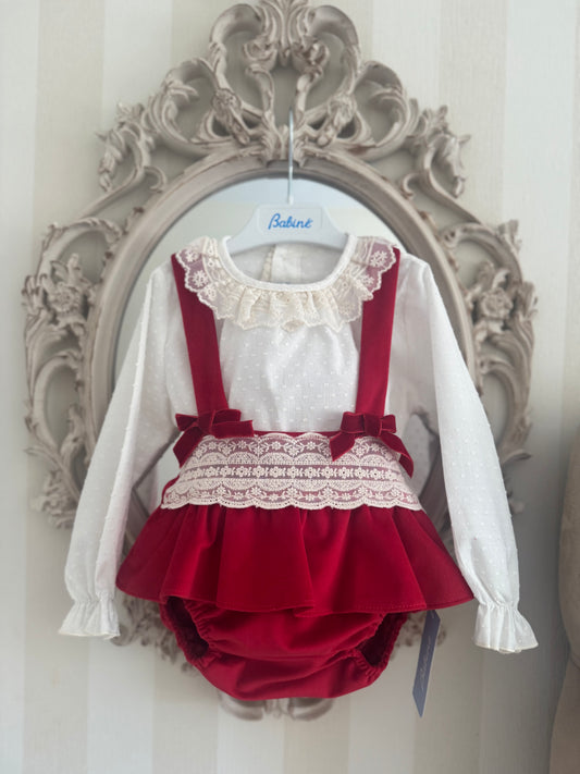 Red Velvet romper & blouse