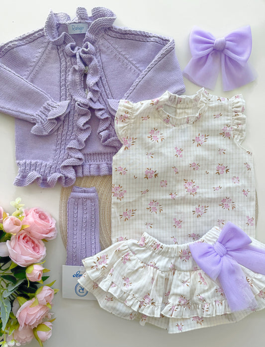 Lilac Floral 3 Piece Skorts Set