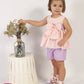 VE24-32 Lilac & Pink Blouse & Shorts set