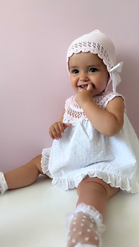 Baby Pink Knitted Dress set