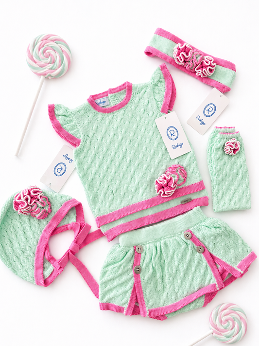 Rahigo Mint & Fuchsia 2 piece skorts set (6-48m)