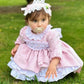 Pink Velvet Smocked Puffball Dress
