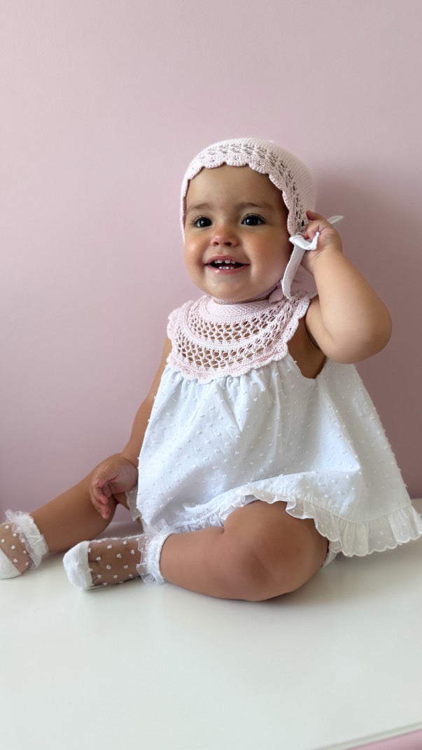 Baby Pink Knitted Dress set