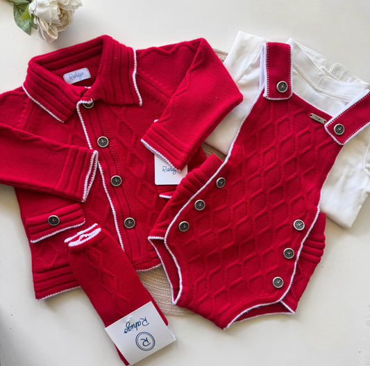 Rahigo boys Christmas romper, cardigan & shirt set