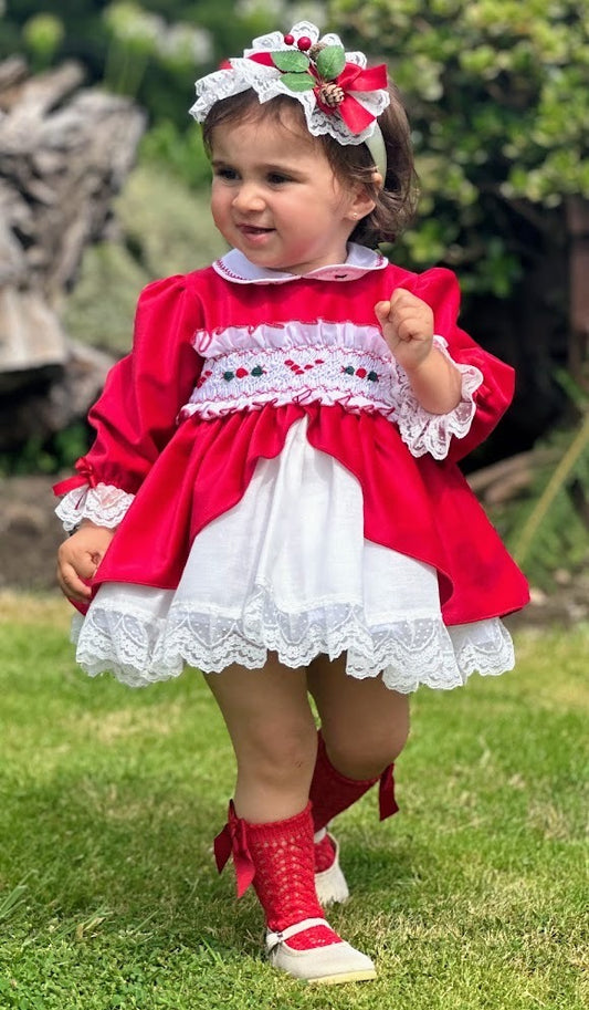 Red velvet Puffball Dress