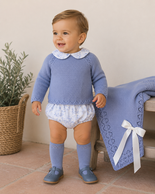 Blue knit Boys 2 piece set