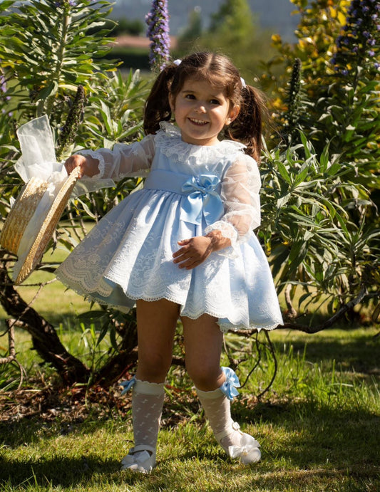 Blue Lace Puffball Dress