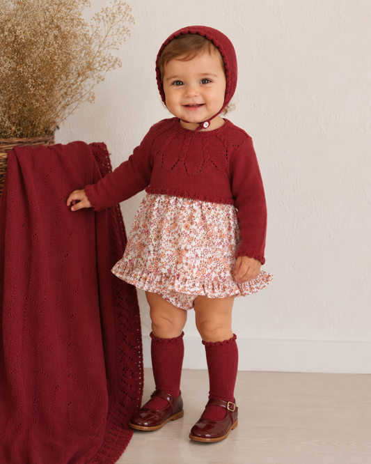 Burgundy knit 3 piece dress set