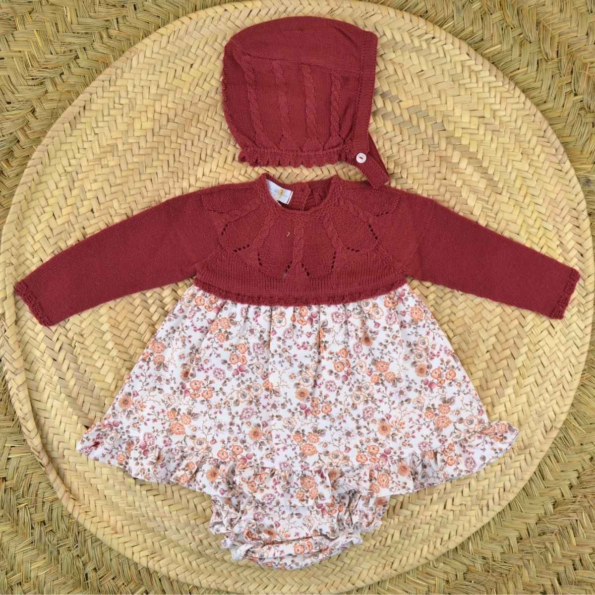 Burgundy knit 3 piece dress set