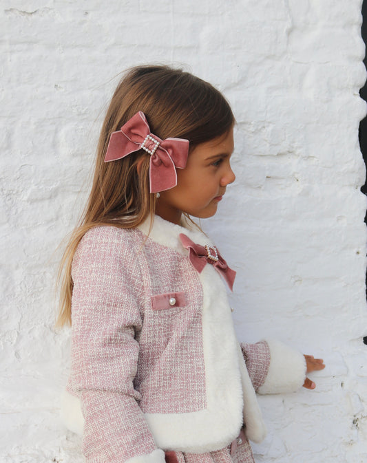 Pink Velvet Hair Bow