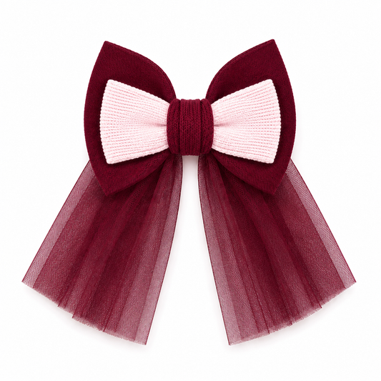 Rahigo Burgundy & Pink Hair Bow OCT/NOV DELIVERY