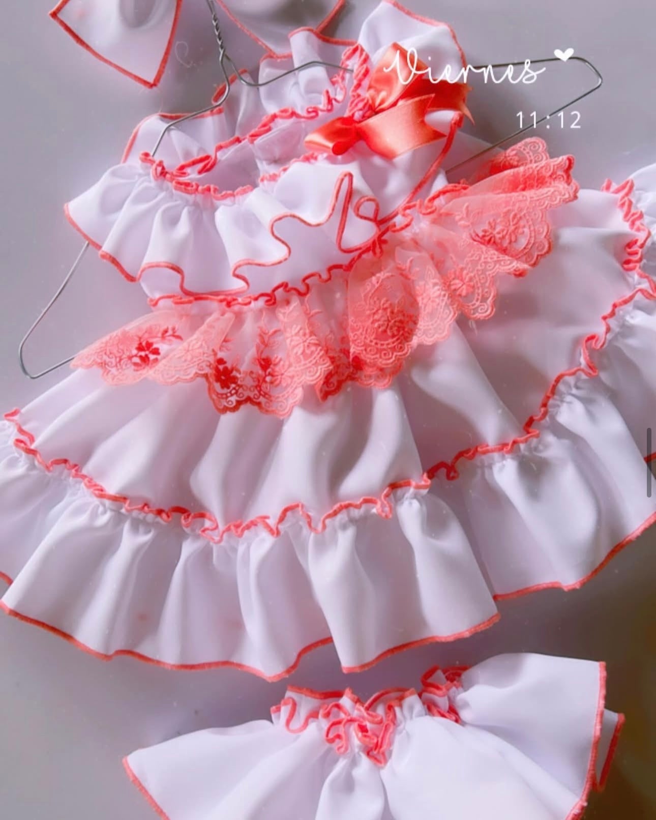 Ela White & Neon Dress Set