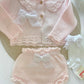 Pink 2 piece knitted set.