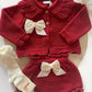 Burgundy 2 piece knitted set.