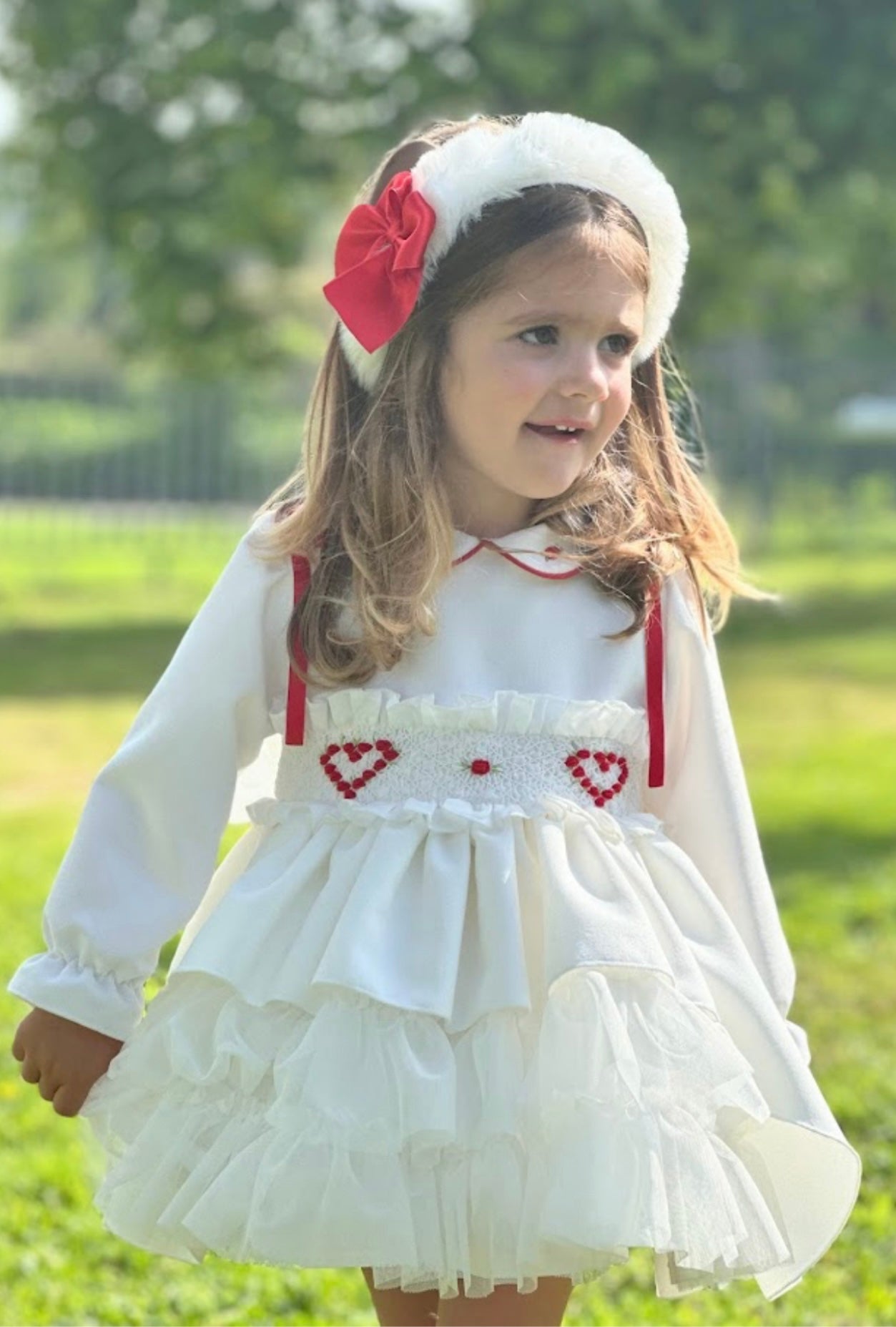 Cream Heart Puffball Dress