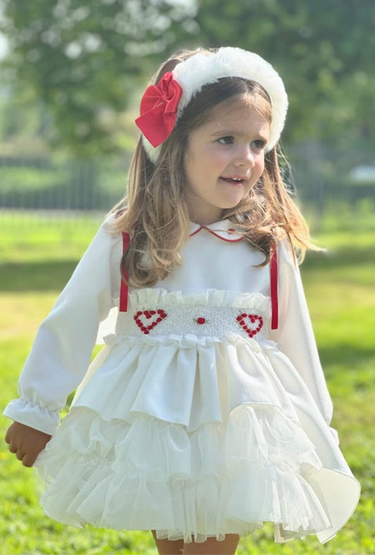 Cream Heart Puffball Dress