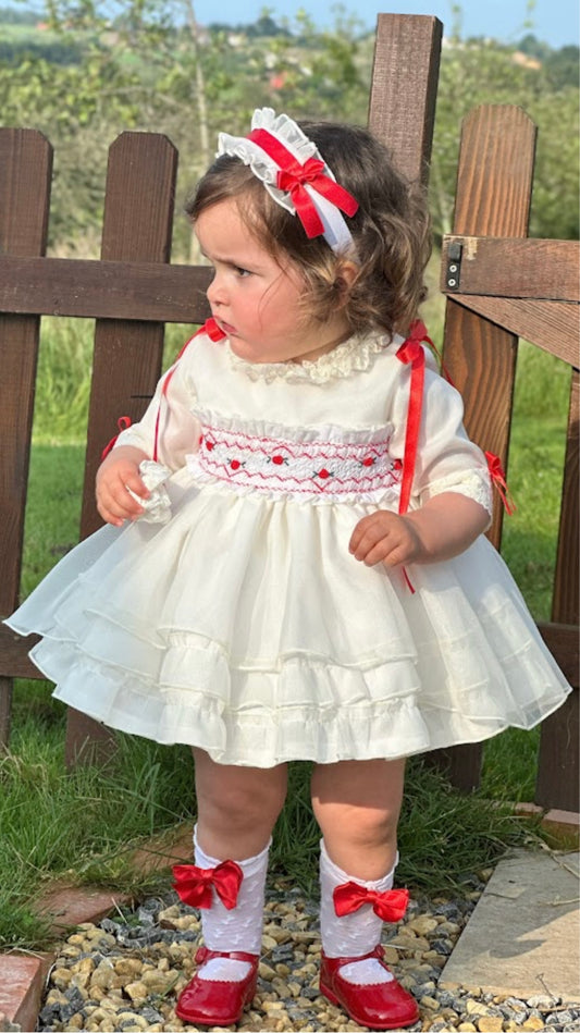 Red Organza Puffball Dress