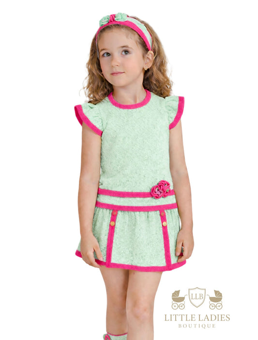 Mint & Fuchsia Two piece skorts set 5-10 years