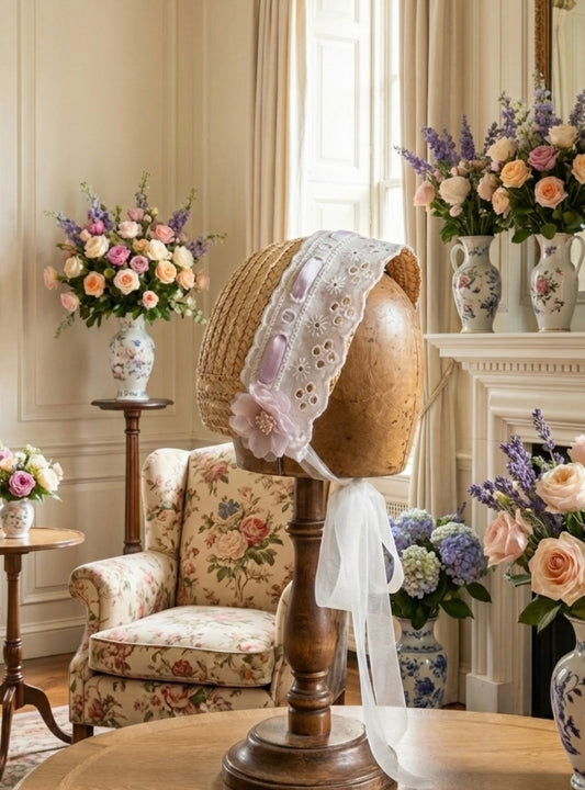 Lila Straw Bonnet