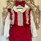 Exclusive Red Velvet Playsuit & Blouse