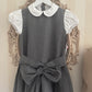 Pleated School Bow Pinafore with collar & sleeves