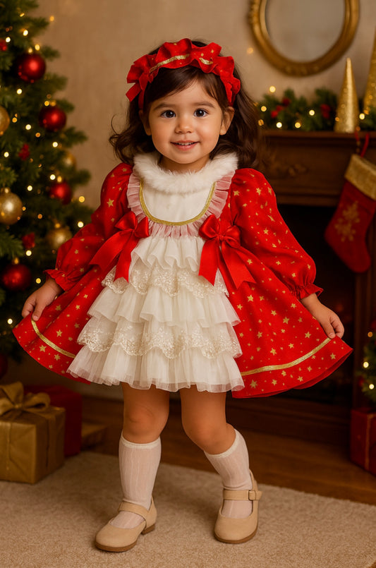Red Estrella Puffball Dress