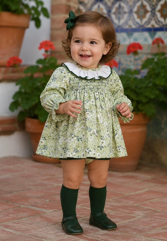 Babyferr sage floral 2 piece dress set