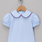 School Blouse Baby Blue with Burgundy