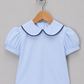School blouse Baby blue with navy