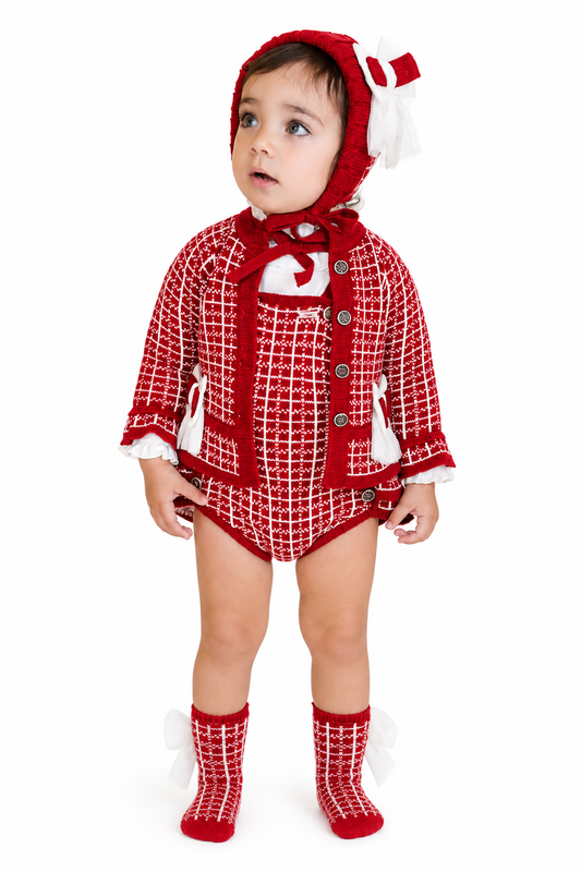 Rahigo Red & White 3 Piece Romper Set
