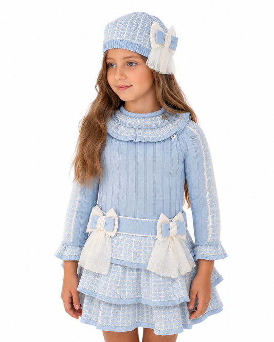 Rahigo Baby Blue & Cream drop waist dress OCT/NOV DELIVERY