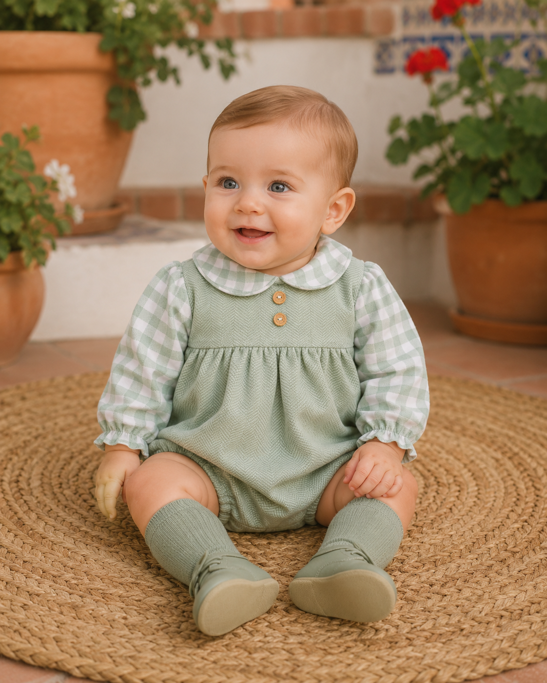 Babyferr sage boys romper