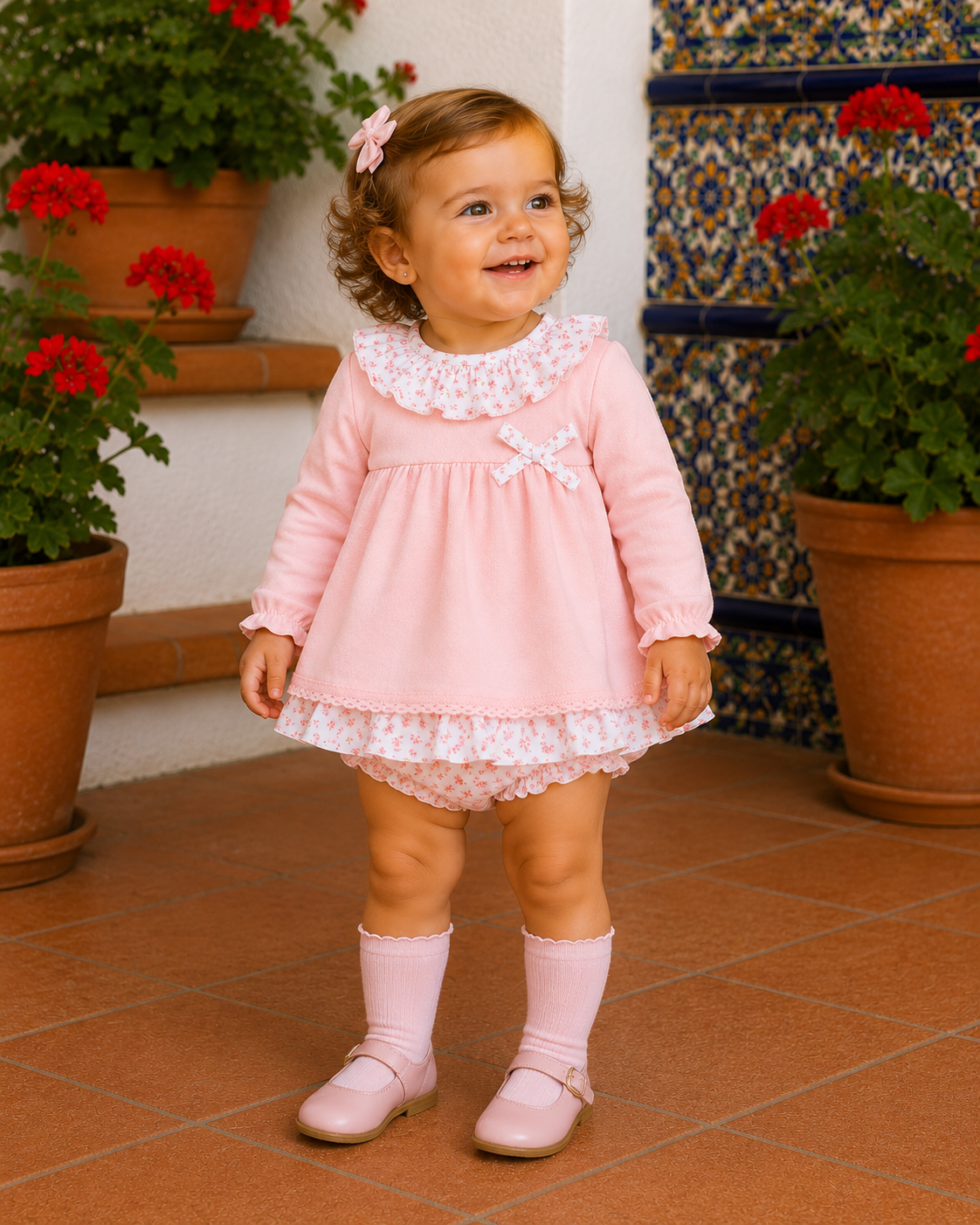 Babyferr Pink Floral dress & knickers set