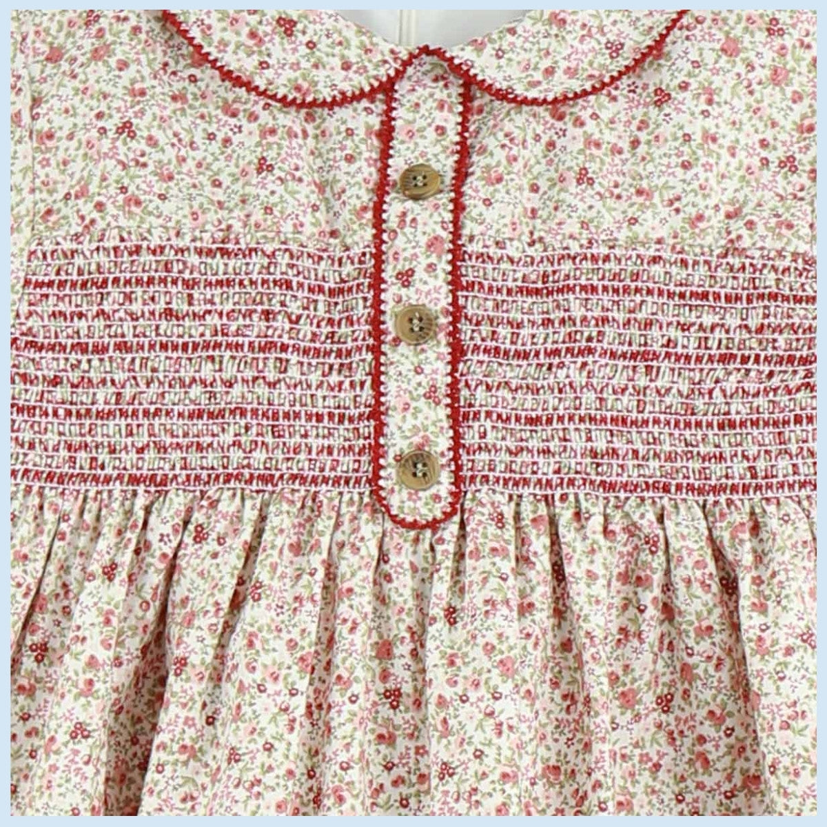Liberty Red Smock Dress (2-12y)
