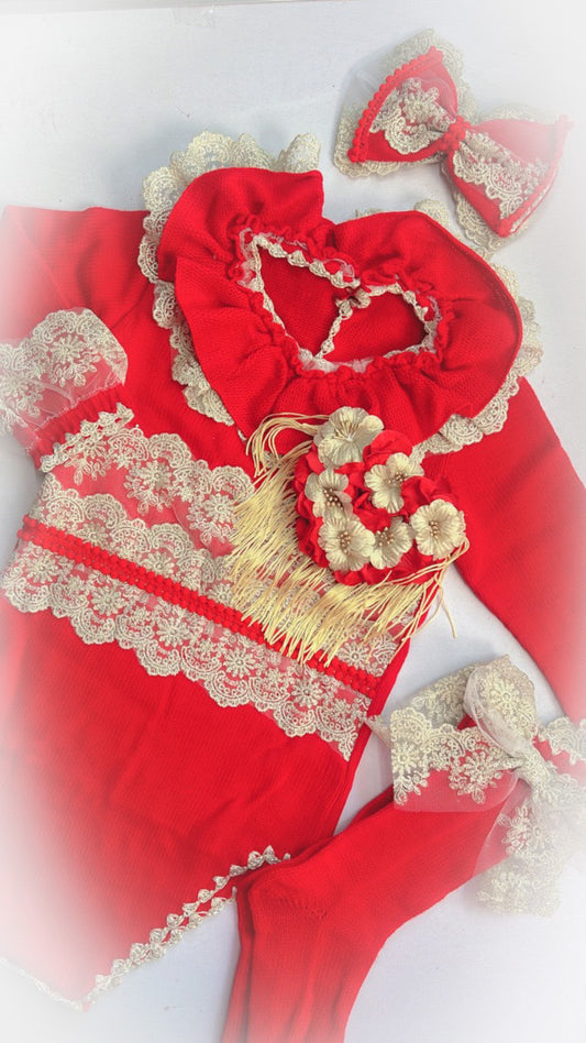 Ela Red Romper & Bow set