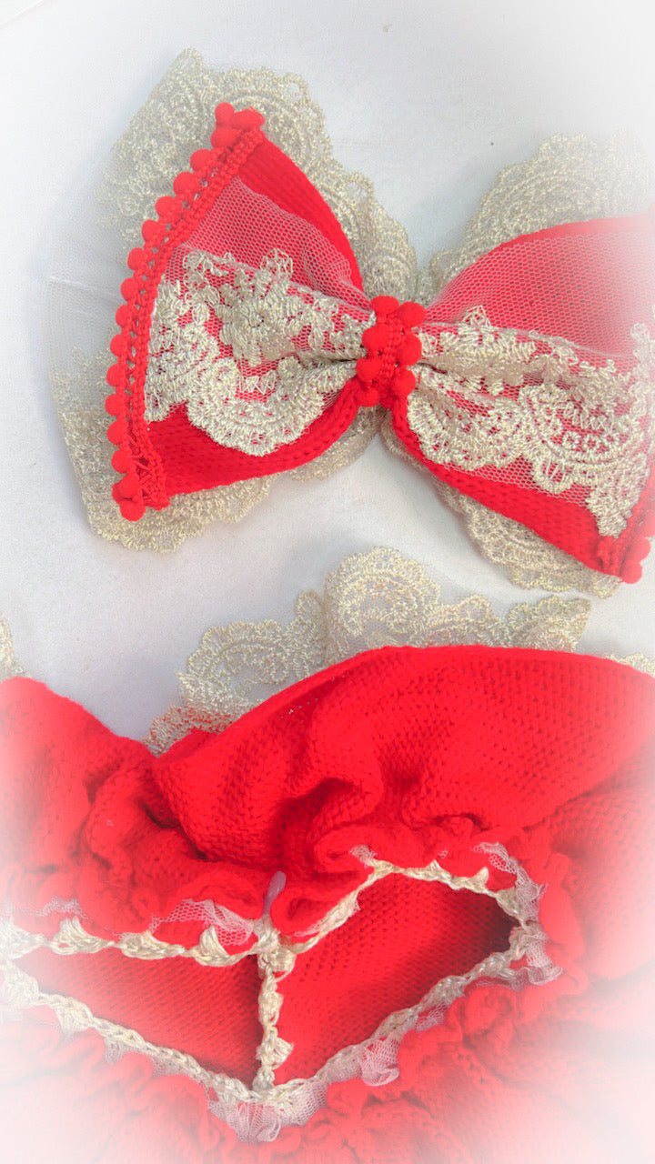 Ela Red Romper & Bow set