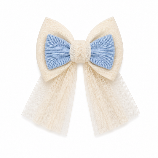 Rahigo Baby blue & cream Hair Bow OCT/NOV DELIVERY