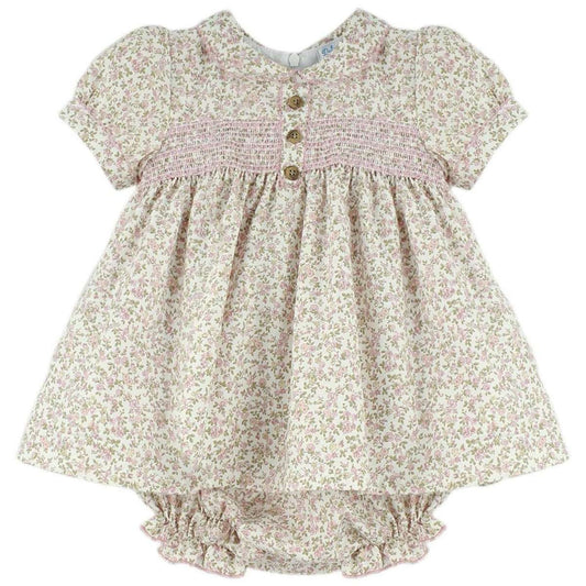 Roses smocked dress & knicker set (3m-4y)