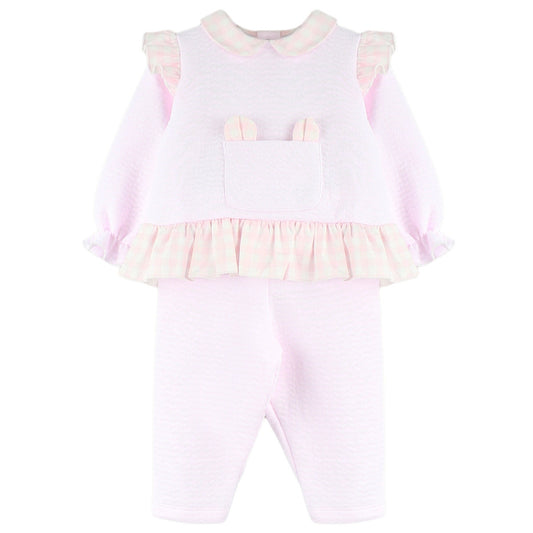 Bunny Pink Check loungewear set (3m-36m)