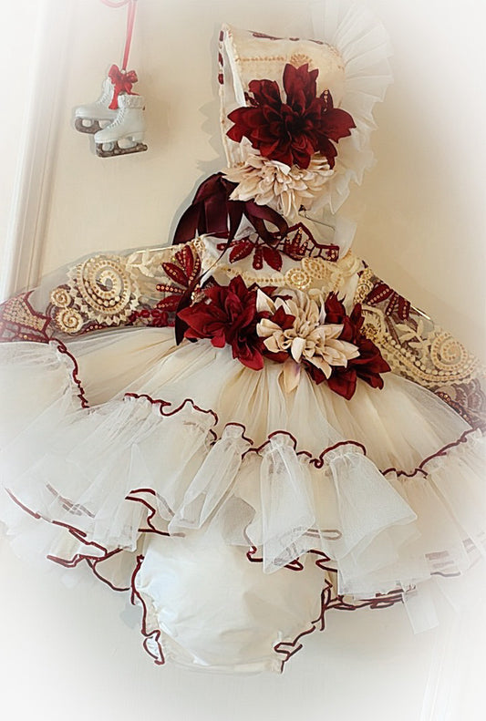 Burgundy Lace Dress set