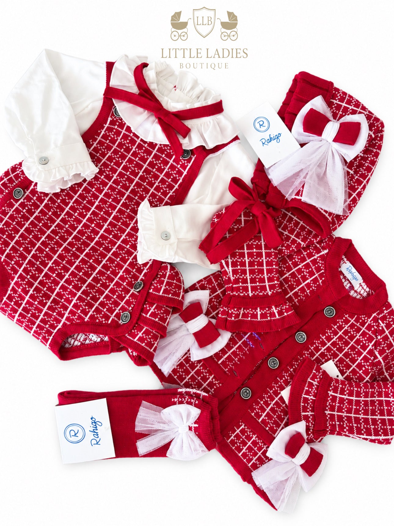 Rahigo Red & White 3 Piece Romper Set