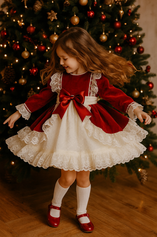 Red Lace Puffball Dress