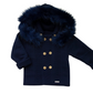 Knitted faux fur coat navy