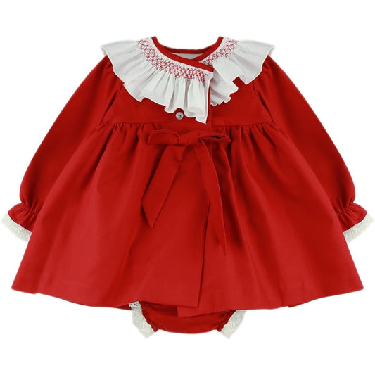 Leonor Red Smocked dress & knickers