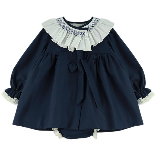 Leonor Navy Smocked dress & knickers