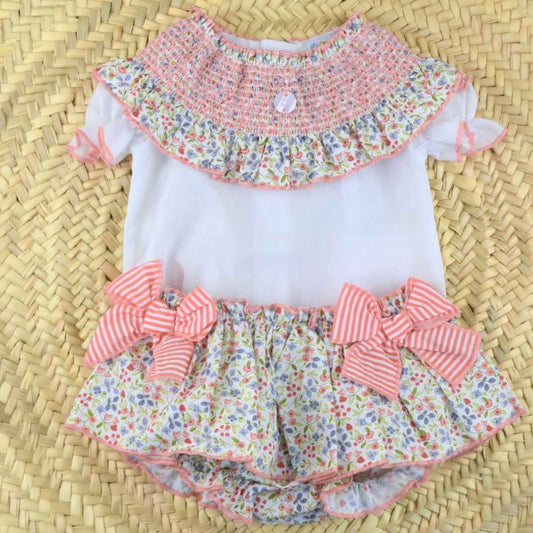 Coral Blouse and Bloomer set