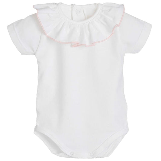 Frilly collar vest (white with pink trim)