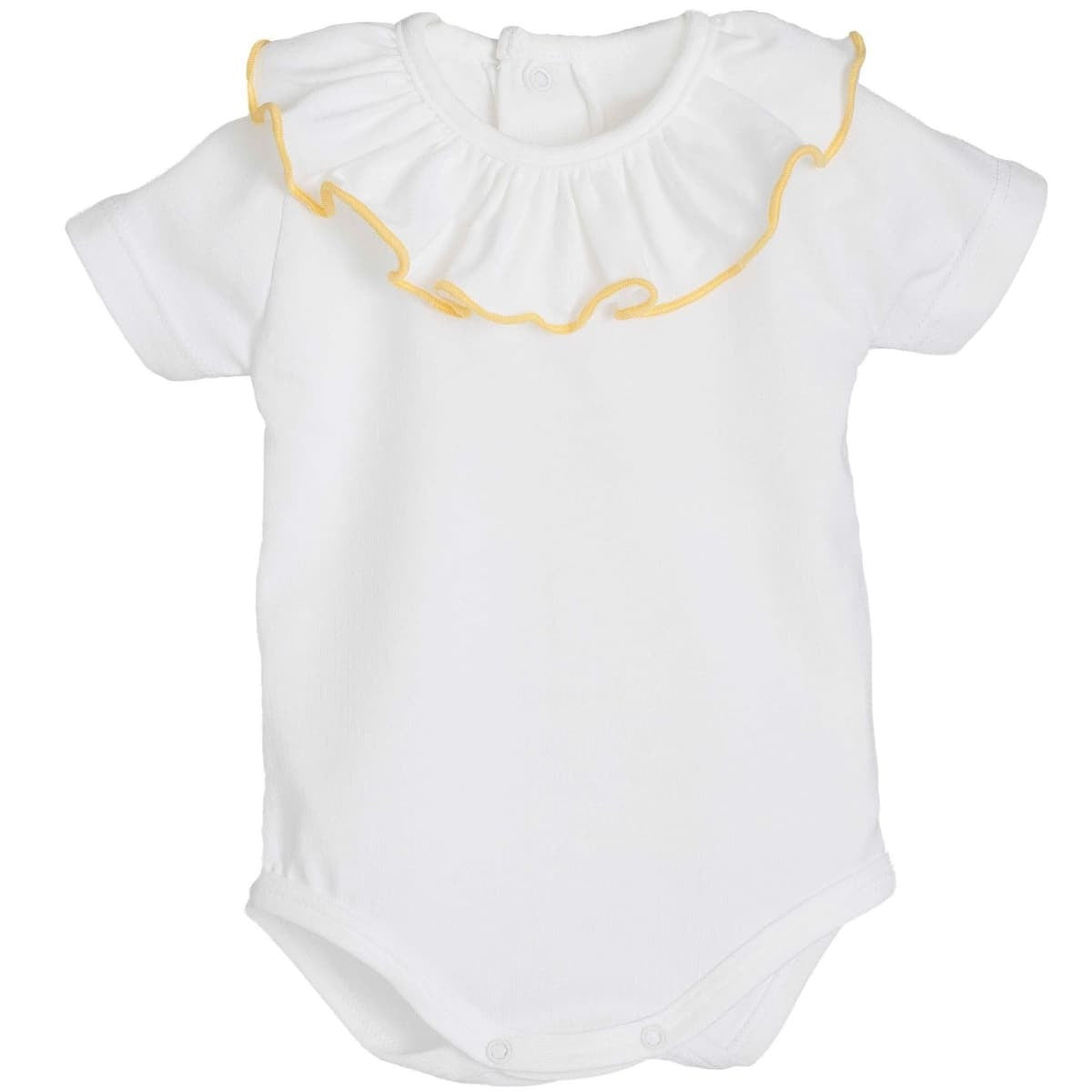 Frilly collar vest (white with yellow trim)