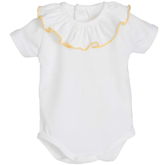 Frilly collar vest (white with yellow trim)