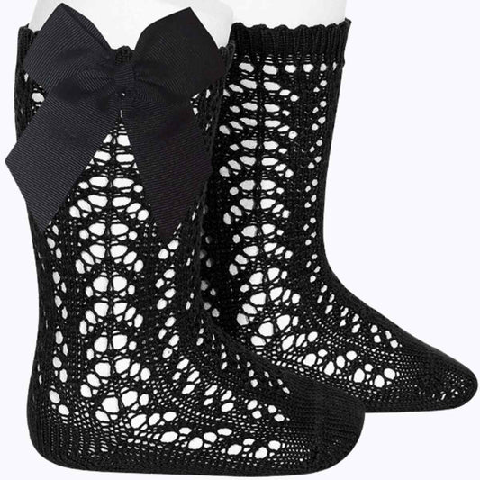 Condor Black Open Knit Bow Socks